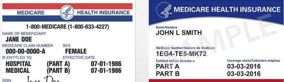 Medicare Part AB Card. Medicare Part AB Old Card from 1965 and Medicare Part AB New Card from 2018.